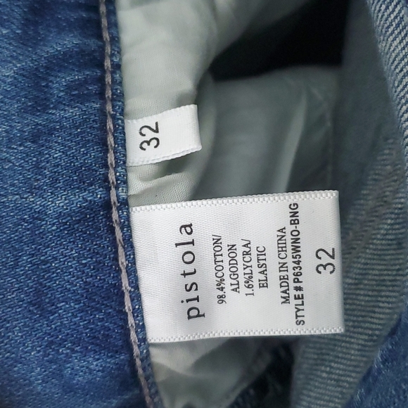 Pistola High Rise Medium Wash Distressed Cropped Straight Leg Jeans Size 32 - Picture 8 of 9